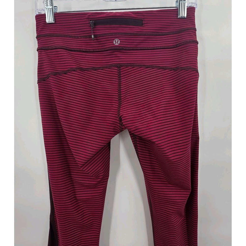 LULULEMON RUN PACE TIGHT LEGGINGS WOMENS SIZE 6 STRIPED MAROON RED 25" LUXTREME - Picture 4 of 16